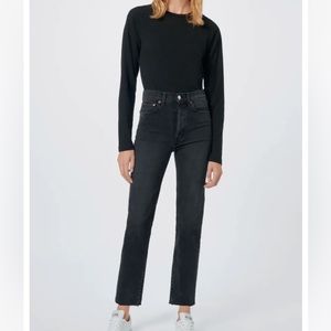 Re/Done Comfort Stretch High Rise Stove Pipe Faded Black 85 Jeans